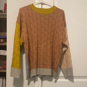 Easel Mustard and Lavender Knit Sweater